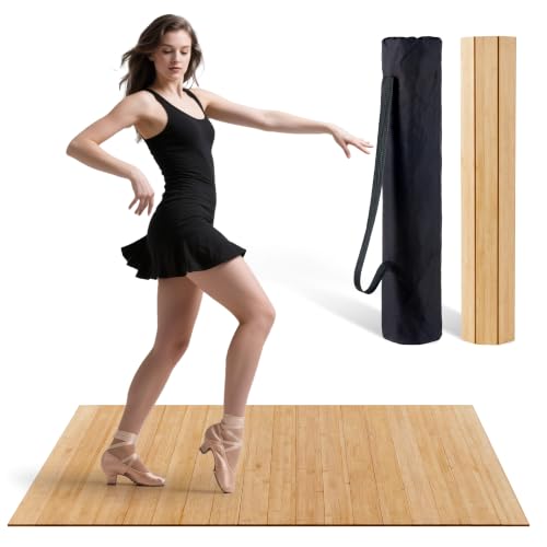 Tristcily Tap Dance Floor - 8MM 47.8 x23.62 Inch Portable Dance Floor for Any Surface with Storage Bag Solid Dance Board Mat Cushioned Base Mat Perfect for Home Studio & Events