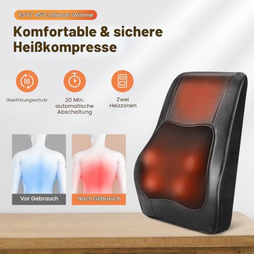 Careboda Rückenmassagegerät mit Wärme, Shiatsu Massagegerät für Nacken, Rücken, Schulter… – Ansicht 4