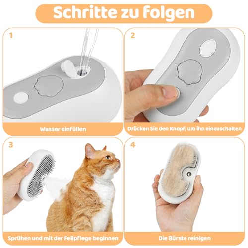 Nepfaivy Katzenbürste mit Dampf, Katzen Bürste für Kurzhaar und Langhaar – Ansicht 6