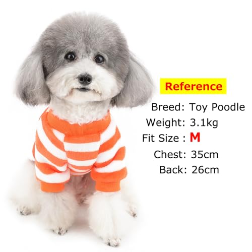 ZUNEA Small Dog Jumper Winter Sweater Coat Warm Fleece Puppy Clothes Striped Pullover Jacket Super Soft Velvet Cold Weather Chihuahua Cats Apparel for Pet Dogs Girls Boys Orange S - Image 3