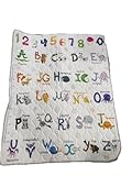 Lambluefly Alfombra Bebe Acolchada Plegable 180x150cm, Alfombra Infantil Habitacion con 26 Letras/números/Animal Print y Regla de Altura,Educación Temprana Tapete Bebe,Antideslizante,Lavable a Máquina