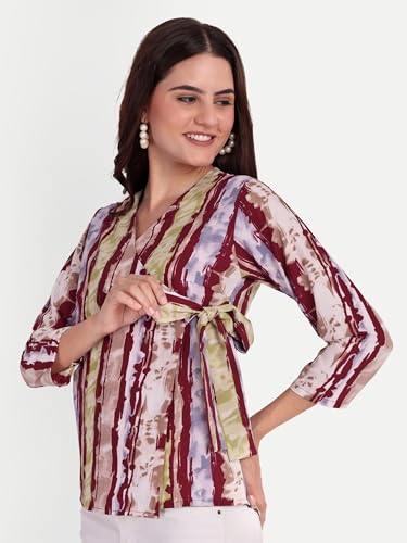 Image of FNOCKS Stylish Wrap Tie Side Top - Trendy and Comfortable | Women's Tops
