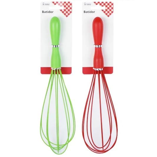 Batidor Batidor de Silicona Manual Pack 2, Verde y Rojo, Utensilios de Cocina
