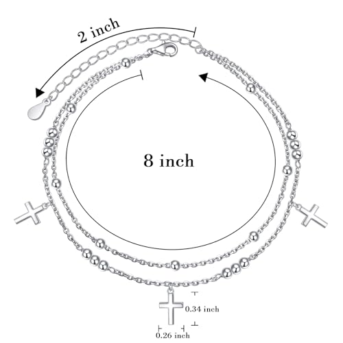 Image of Anklet for Women S925 Sterling Silver Adjustable Foot Plus Ankle Bracelet