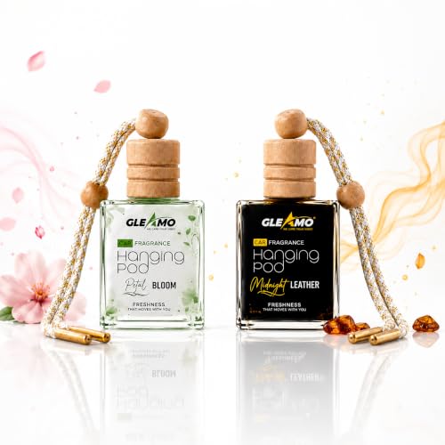 Image of Car Perfume Combo Pack of 2 Air Freshener | Petal Bloom & Midnight Leather | Odour Eliminator for Cars, SUVs, & Vans | Premium Auto Interior Freshener Gift Set | 20ml