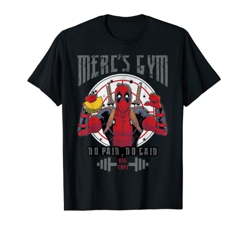 Marvel Deadpool Mercenary Gym No Pain No Gain Camiseta