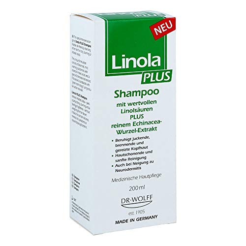 Linola PLUS Shampoo, 1 x 200 ml - Intensiv-Pflegeshampoo gegen juckende, brennende, gereizte und zu Neurodermitis neigende Kopfhaut - bei Schuppen und Spannungsgefühlen