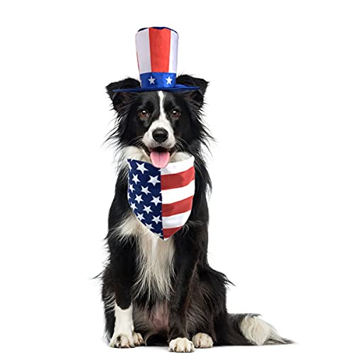Cooshou 4th of july dog bandana uncle sam dog hat american flag dog bandana triangle bib scarf with stars and stripes pattern independence day pet outfit for dogs cats puppy kitten 2pcs 7 Cooshou 4th of july dog bandana uncle sam dog hat american flag dog bandana triangle bib scarf with stars and stripes pattern independence day pet outfit for dogs cats puppy kitten 2pcs - image 8