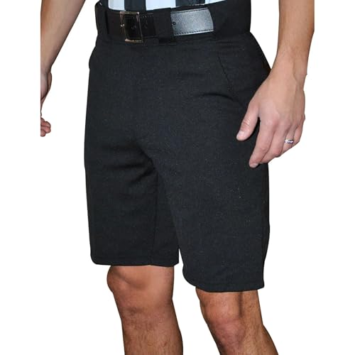 Smitty FBS-171 Football & Lacrosse Referee Shorts Solid Black 9' Inseam Official Premium Polyester...