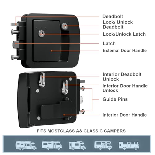 Image of All-Metal RV Door Lock Replacement,Class C RV Lock Fits 3.5 inch x 4.5 inch | Heavy Duty Construction, Motorhome Door Lock Replacement, Smooth Locking Operation, Easy Installation
