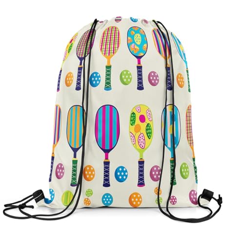 Erosebridal Rainbow Pickleball Drawstring Backpack 13x15.7, Colorful Ball Sports Foldable String Bag, Pickleball Accessories Sackpack For Sport Gym Swim Yoga Camping, Gaming Sport Cinch Bags
