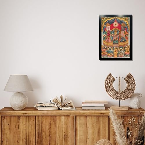 Image of Kagaz Kala - Vintage Art Prints - Hindu God Photos with Frames For Pooja Room Bedroom Living Room Decor Gifts Framed (Shri Jagannatha)