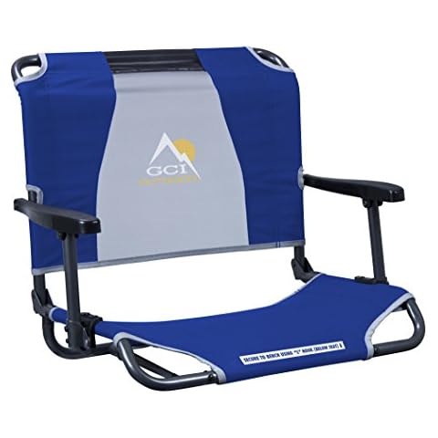 GCI Outdoor Big Comfort Stadium Chair | Portable, Folding Bleacher Seat with Back Support & Armrests — Royal Blue Cover