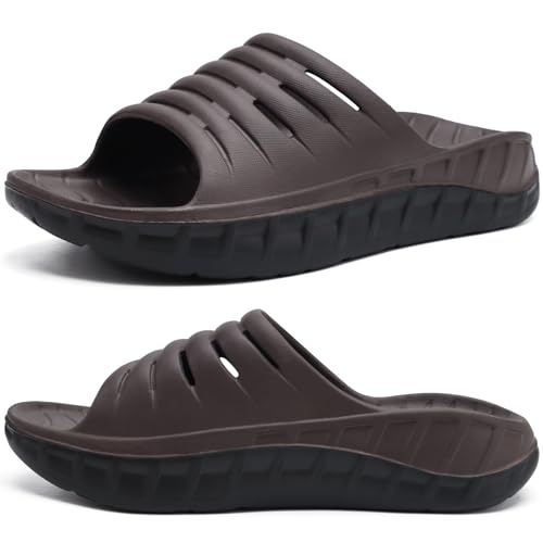 Image of KuaiLu Mens Recovery Sandals Orthotic Arch Support Open Toe Sport Slides Thick Cushion Orthopedic Plantar Fasciitis Slip On Wide Width Summer Pool Beach Waterproof