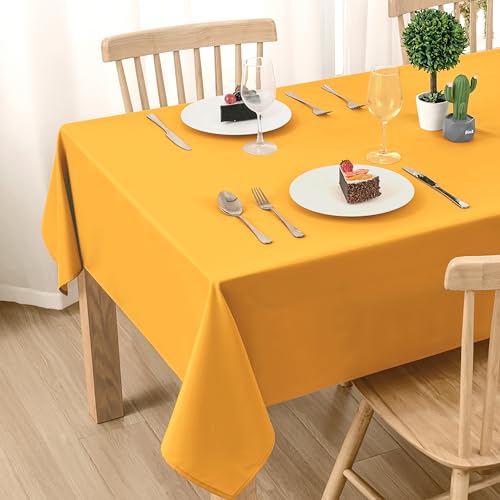 DWCN Gelb Tischdecke Outdoor Wetterfest 140x110cm Fleckschutz Abwaschbar – Ansicht 1