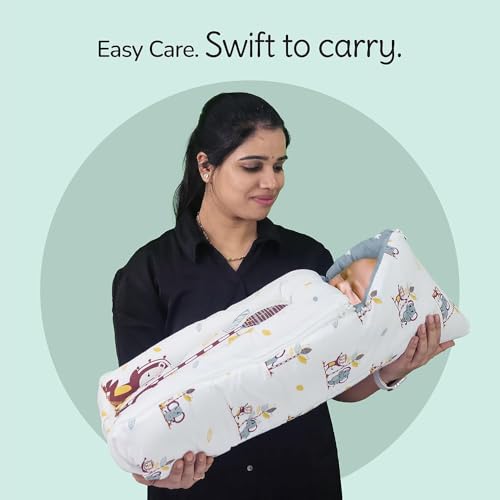 Image of 3 in 1 Baby Sleeping Bag & Carry Nest for Newborn, Portable Bamboo Cotton for 0-6 Months Infants, Holding Set, Soft & Lightweight (Jungle Tribe)