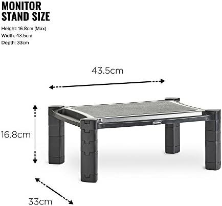 VonHaus Adjustable Monitor Stand Riser 4-Level for Computer, iMac, PC, Printer, Laptop with Tablet & Phone Holder, Cable Management Slot, up to 10KG