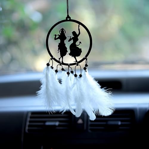 Image of Car Hanging Accessories: Radha Krishna Spiritual Acrylic Decor for Car, Home and Office Desk Decor Accessories (RADHE Krishna)