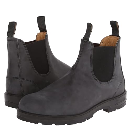 LMUIPMAA Hombres Botines Chelsea Tobillo Alto Botas De Vestir,Gris,42 EU