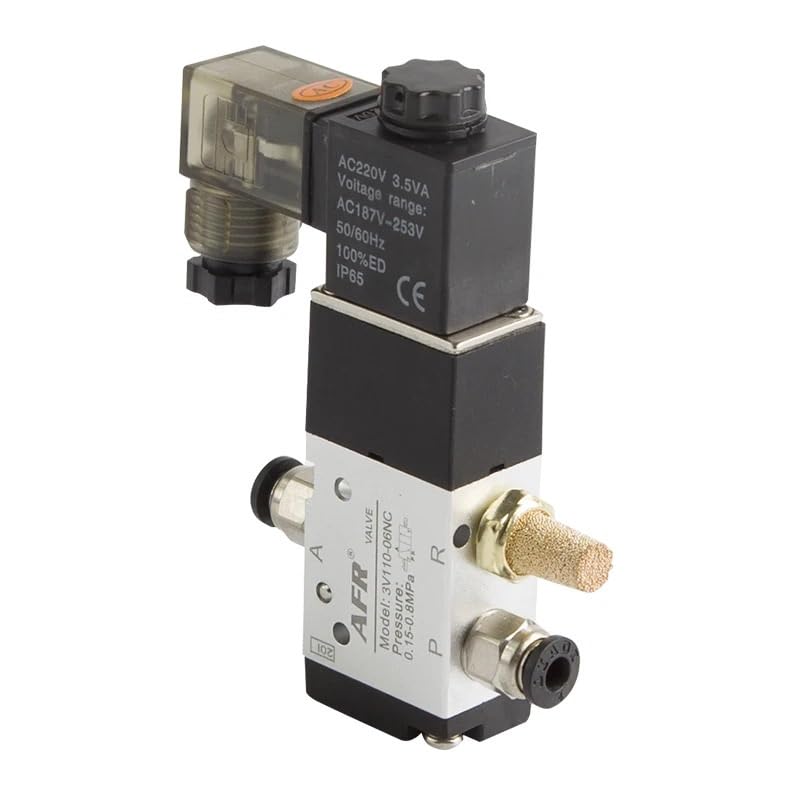 1 válvula solenoide 3V110-06 NO NC de 3 vías, CC 12 V, 24 V, CA 110 V, 220 V, válvula de control de aire neumática, válvula magnética de gas eléctrica, cuerpo de aluminio(3V110-06 NO,AC 110V)