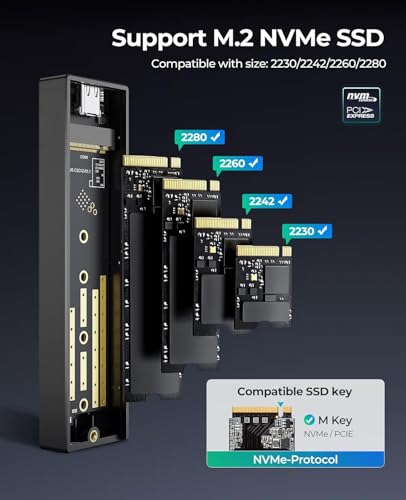 Caja externa M.2 NVMe SSD con USB-C 3.1 Gen 2 10Gbps miniatura 4