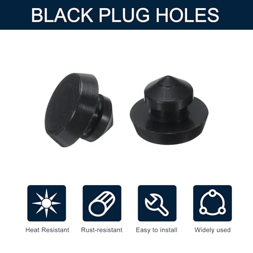 Image of uxcell 10pcs Hole Plug 3 /16 Inch (6mm) Black Silicone Button Plugs, Snap-in Locking, Waterproof & Dustproof
