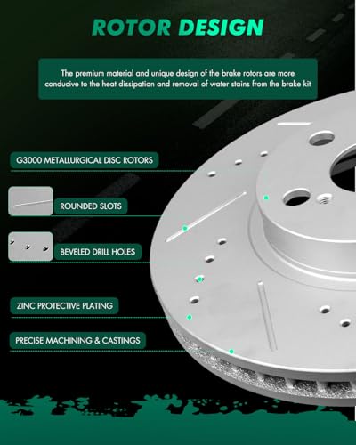 Image of SCITOO Front 10.83 inch Rear 10.59 inch Brake Pads and Rotors Kits