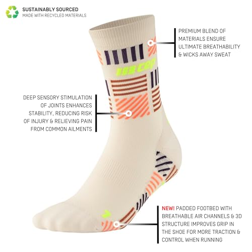 CEP The Run Limited Edition Mid Cut Socks for Women | Design Performance Crew Cut Compression Socks for Marathon Running3