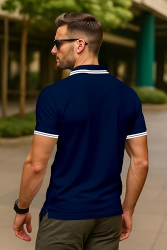 Image of Dagcros Classic Men's Polo T-Shirt with White Trim, Short Sleeve for Mens