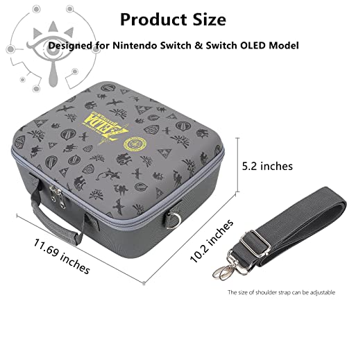 Zelda Carrying Case for Nintendo Switch / Switch OLED - Portable Hard Messenger Bag Travel Cases with Professionally Protective Interior for Nintendo Switch Console Pro Controller Accessories - Thumbnail 6