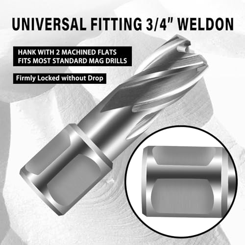 SALI 2 pcs Annular Cutter Diameter 1-1/4 Inch with Weldon Shank 3/4" (with 2 Flats) Cutting Depth 2" Mag Drill Bit for Magnetic Drill Press HSS Fully Ground Drill with One 1/4"*4" Pilot Pin by SALI - Image 6