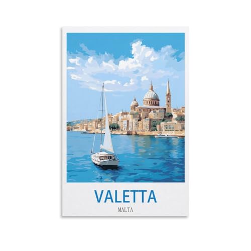 Affiches de voyage vintage Valetta Malte poster toile décoration murale maison salon bureau 50x75