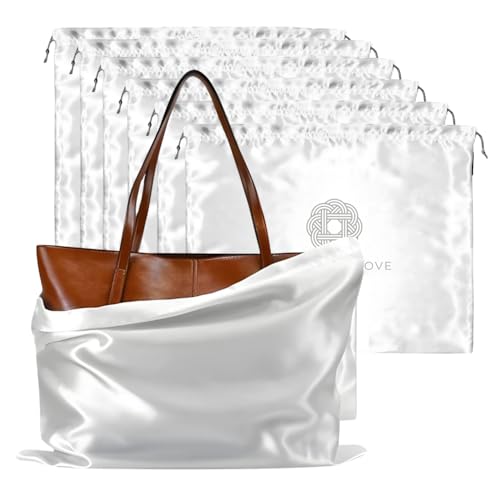 Image of Silk Dust Bag for Handbag, Purses, Shoes, Boots - Silk Drawstring Dustproof Storage Pouch, Reusable and Travel Organizers (6, White, 20in x 20in)
