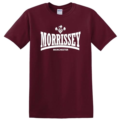 Revolutionary Tees Morrissey The Smiths Manchester Daffodils Icon T-shirt en coton épais, bordeaux, XL