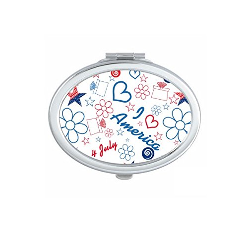 Miroir de poche portable ovale avec motif illustration pour maquillage quotidien