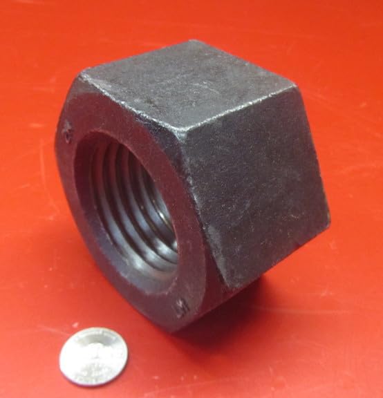 Grade 2 Steel Extra Wide Hex Nuts RH 2"-4 1/2 Thread x 3-1/8" W x 1-31/32" H 1 Pc