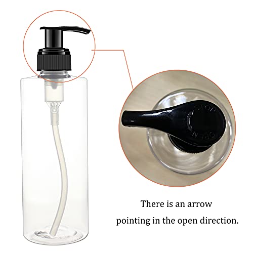 12 Pack 8 oz Plastic Pump Dispenser Bottles for Massage Oil, Shampoo, Lotions, Body Wash Pump Bottles, Cream Refillable Containers with Pump, 2 Funnel, 18 Chalk Labels2