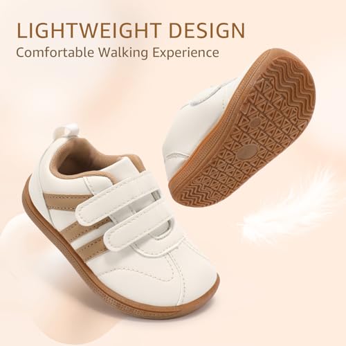 STQ KIDS Toddler Boy Shoes Wide Toe Box Barefoot Shoes Fashion Girls Sneakers Lightweight Zero Drop Kids First Walking Tennis Running Shoe Preschool Activities Beige Brown Toddler Size 6 by STQ KIDS - Used condition - Image 8