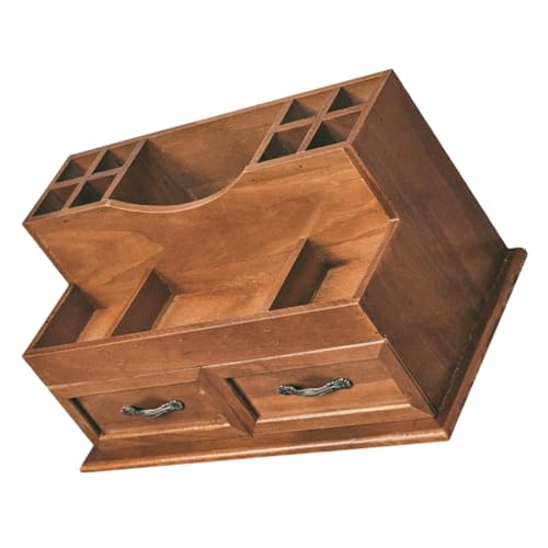 CONGARTENO Organizador De Escritorio De Madera Vintage Multifuncional Para Maquillaje y Joyería Almacenamiento Decorativo Para Mesa
