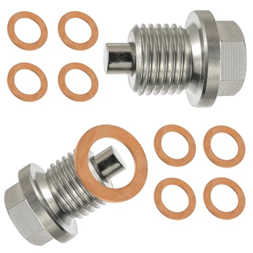 EPLZON 2 Piezas M14 x 1,5 Tapón Magnético Drenaje Aceite, junta magnética, tuerca de drenaje de cárter de aceite, Con Arandela Cobre Repuesto, para la mayoría de coches, barcos, motocicletas