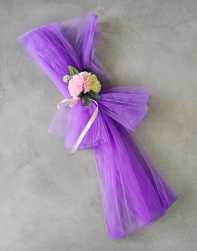 Image of SATYAM KRAFT 4 Pcs Adjustable Suitcase Net Band Reusable Ready-to-Use with Artificial Flower Bunch Trolley Bag Decoration, Suitcase & Wedding Decor, Gifting, Crafting, Wrapping, DIY Craft (Pack of 4) (Purple)