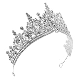 FOMIYES Diadema de Boda Barroca para Mujer 1 Plata Clara Gemas de Imitación, Tocado de Princesa para Novia, Accesorios Ligeros para Fiestas, Graduaciones y Ceremonias