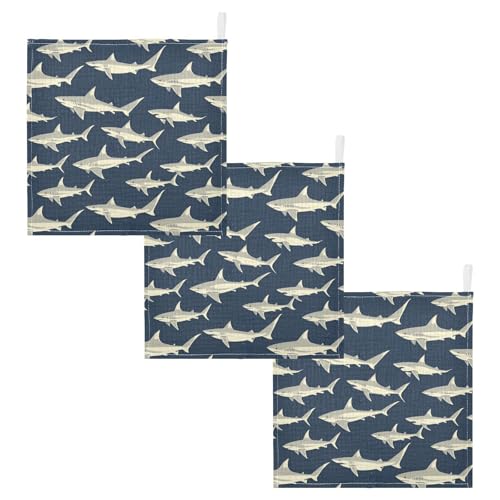 Image of vvfelixl Sharks in Ocean Baby Burp Cloths Baby Muslin Washcloths for Boys Girls Cotton Babys Face Towel for Newborn Infants Soft and Absorbent 11.8 X 11.8 in, 5 Pack