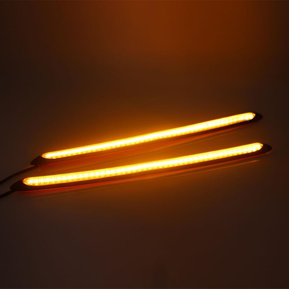 Yolu 2Pcs Flexible LED Daytime Running Light with Starter Scanning Dual-Color Streaming Turn Signal Indicator Light Universal fit 12V vehicles (9.44")