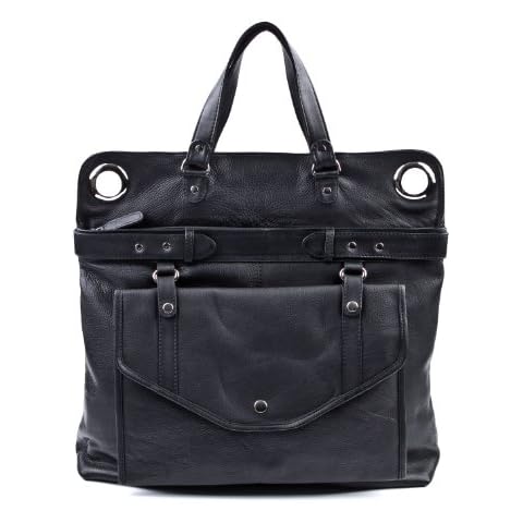 BACCINI Diaper Bag Wendy XL Shoulder Bag Real Leather Baby Bag Leather Bag Women´s Bag Black Cover