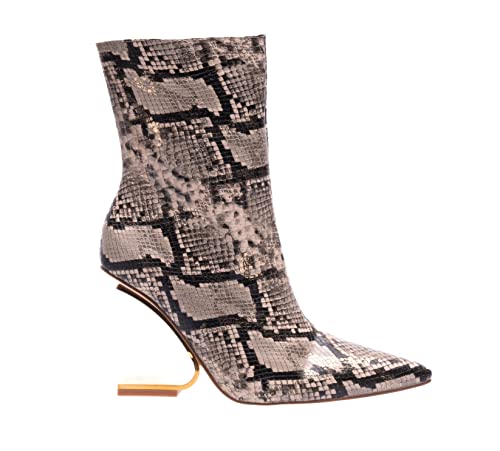 Ninety Union Princess Short Bootie With Cool Metal Heel, Gold Snake, 11
