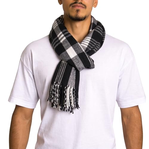 Alpine Swiss Mens Scarf Soft Knit Winter Scarves Plaid Striped or Solid Neck Covering Long Warm Stylish