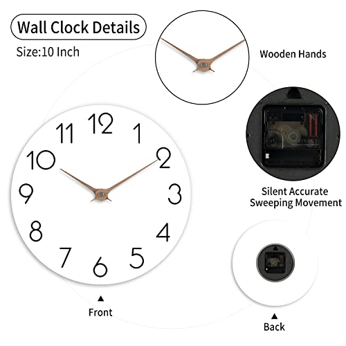 Cicininc 10-Inch White Wall Clock - Battery Operated, Silent Non-Ticking, Boho Modern Decorative Clock For Bathroom, Office, Bedroom, Home, And Kitchen(10") #TOP4