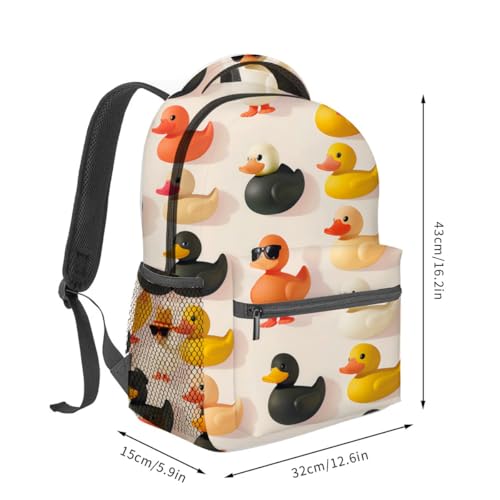Rubber Duck Backpack,Cute Cartoon Ducks Polyester Backpacks,Lightweight Double Shoulder Back Pack for Kids & Teens,Fun Playful Bookbag,School Bag Gifts,Casual Travel Daypack Book Packs2
