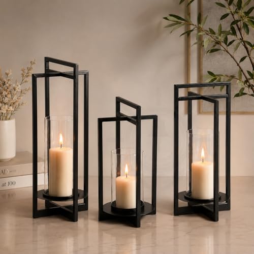 Black Iron Candle Holder with Powder Coated Finish...